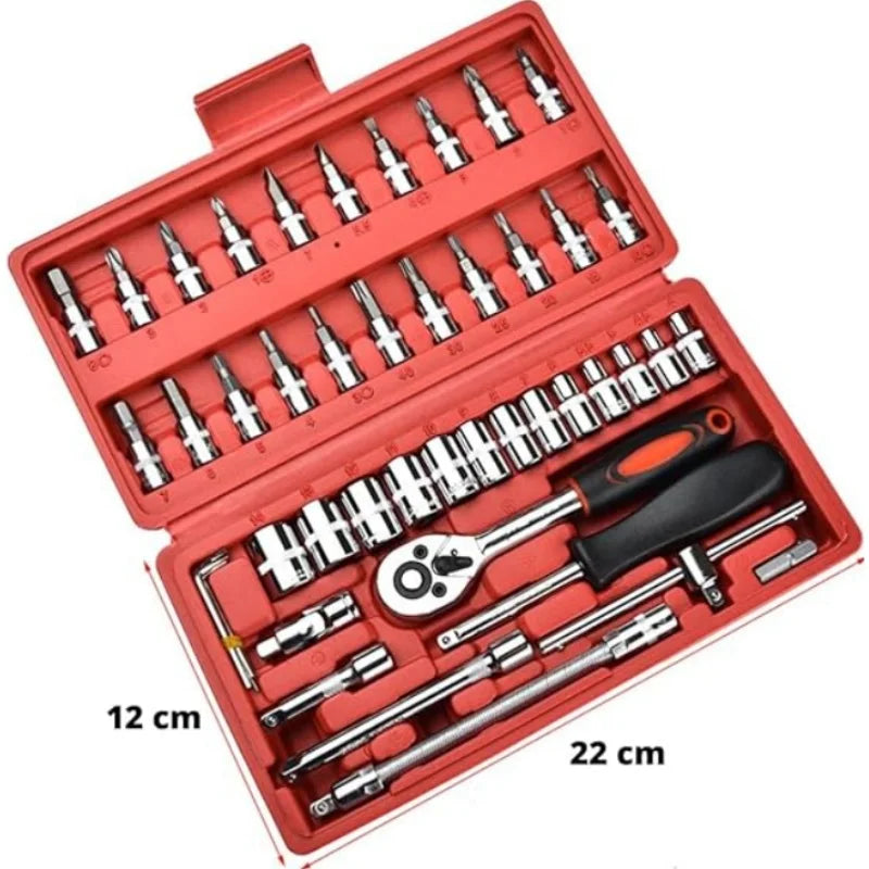 kit de chaves 46 peças, ferramentas para reparos, chaves soquetes, kit de ferramentas com estojo, chave catraca reversível, kit de ferramentas domésticas, kit de manutenção, ferramentas para montagem