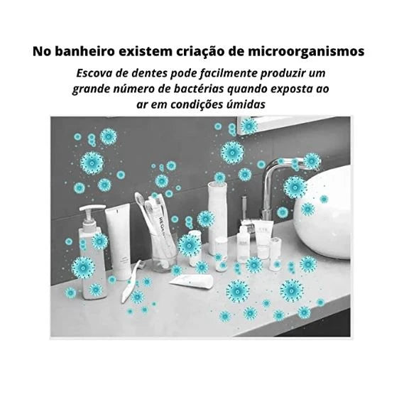 porta escovas de banheiro, suporte automático de pasta de dente, organizador de banheiro, porta escovas automático, suporte para pasta de dente, organizador de escovas familiar, acessório de banheiro, ventilação de escovas, porta escovas prático, escovas de dente organizadas