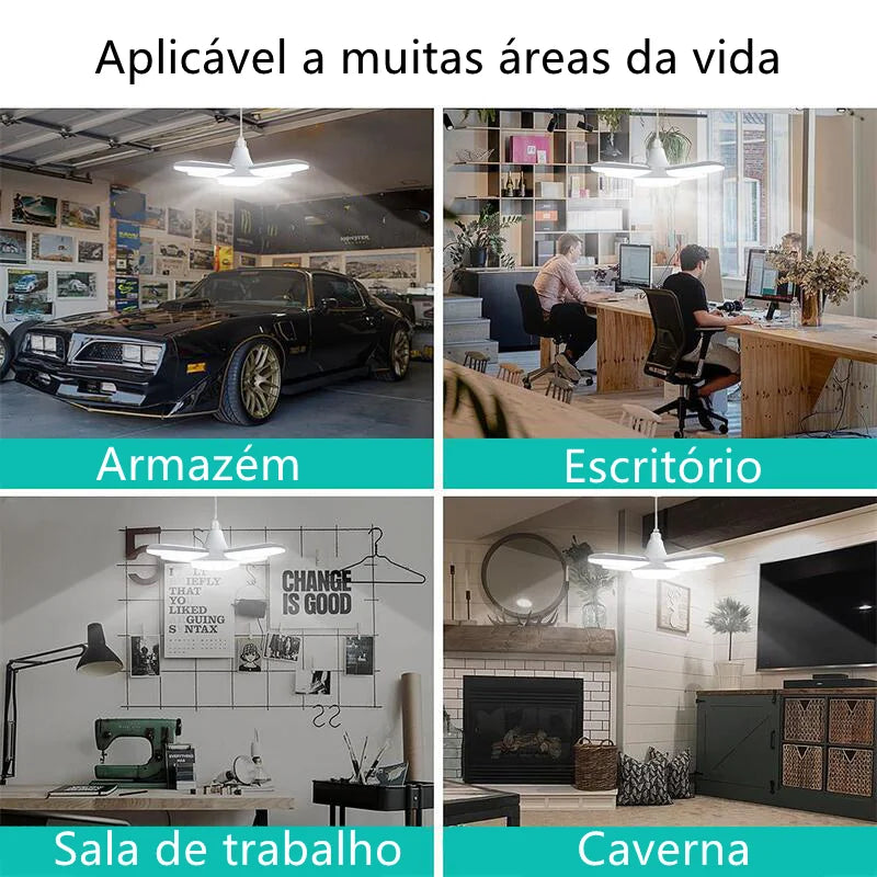 lâmpada LED dobrável, iluminação ajustável, lâmpada LED E27, lâmpada para garagens, lâmpada econômica, lâmpada LED para oficinas, lâmpada dobrável E27, iluminação de alta eficiência, lâmpada articulada